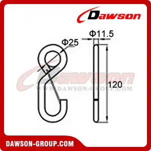 WHS2506 BS 1500KG3300LBS 1 inch S Hook