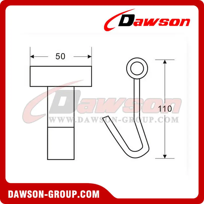 DSFT50301 BS 3000KG6600LBS Yellow Zinc Plated Flat Tube Hook