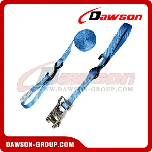 1 inch Heavy Duty Ratchet Strap with Vinyl S-Hook and Soft Loop