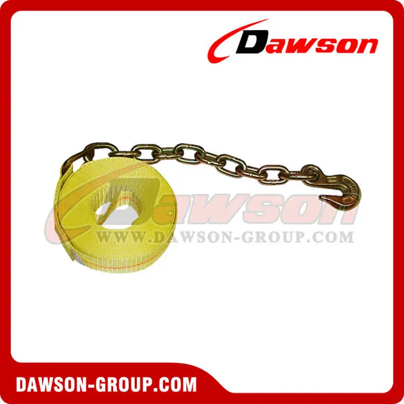 2 inch 30 feet Winch Strap with Chain and Hook