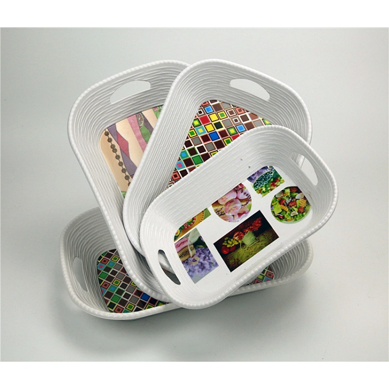 Wholesale Custom Melamine White Plastic Buffet Food Serving Tray With Handle