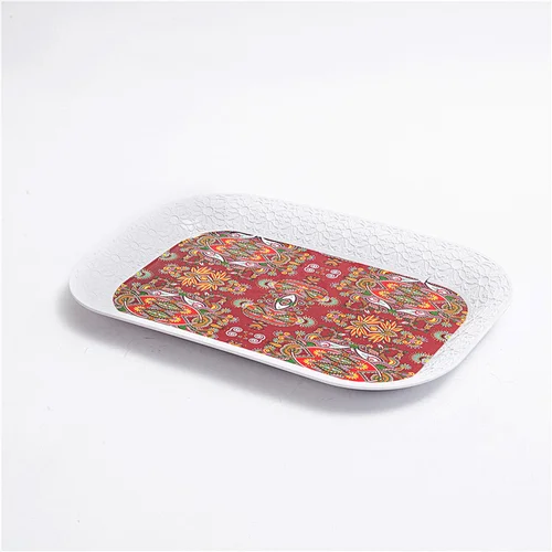 Hot sale rectangular plastic serving tray,full printing plastic tray ,Promotional holiday plate
