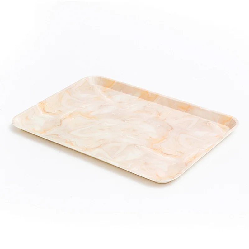 Ecofriendly Biodegradable Square  Bamboo Fiber Breakfast Food Fruit Tea Large Rolling Serving Tray Plateau