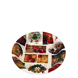Hot factory cheap promotion decor christmas  plastic gift plate gold dish food plastic bowl