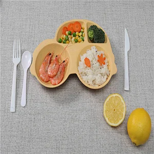 Food Plate Car Shaped Plate  Best Selling 5pcs Children rectangle Tableware Set Bamboo Fiber Kid