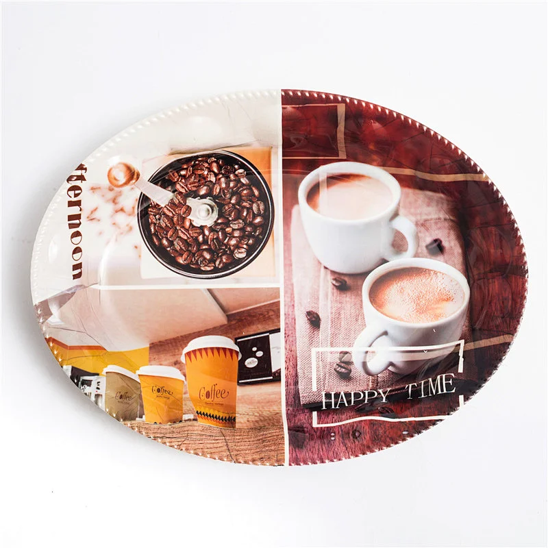 Oval shape  Customized Printed plastic hotel coffee trays