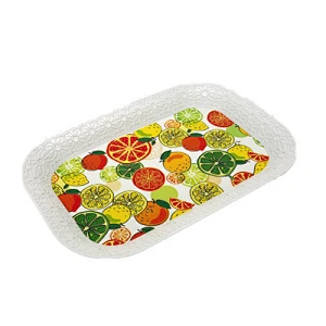 Hot sale rectangular plastic serving tray,full printing plastic tray ,Promotional holiday plate