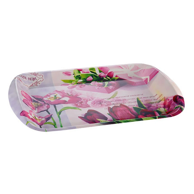 gift tray for christmas rectangular plastic handle tray printed flowers plastic tray
