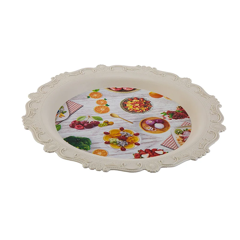 Round anti-slip vintage  pp food grade serving tray  custom rolling tray from  China famous supplier
