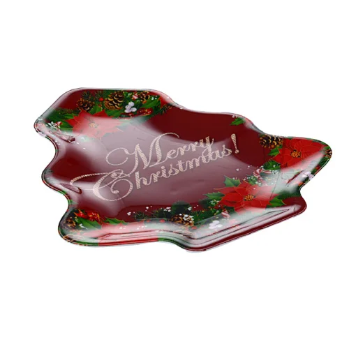 flower decorative plastic tray,dry fruit christmas tray,decorative plastic serving tray
