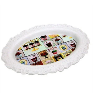 Coffee series oval plastic trays  print Gift plastic trays supermarket promotion trays