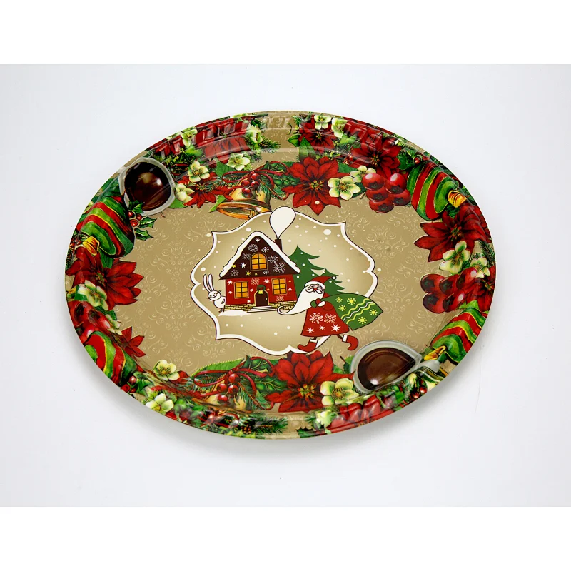 custom plastic tray promotion christmas holiday tray full printing plastic tray