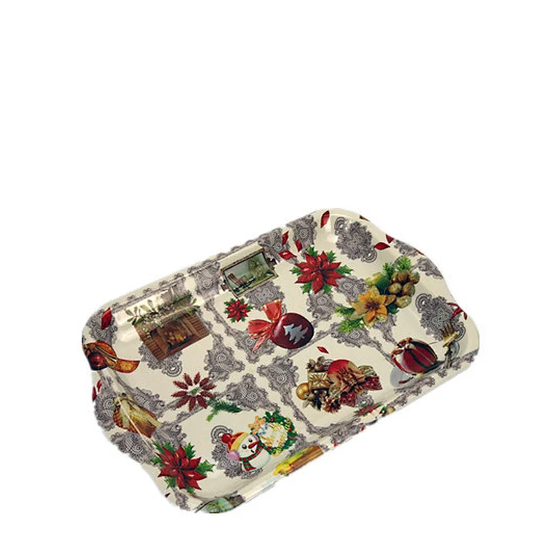 Cheap printed  rectangle service  tray with handle plastic fruit plate