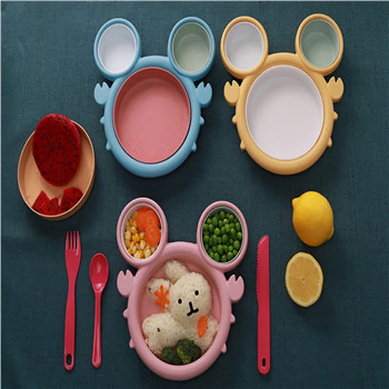 Straw material children's plates are safe and non-toxic