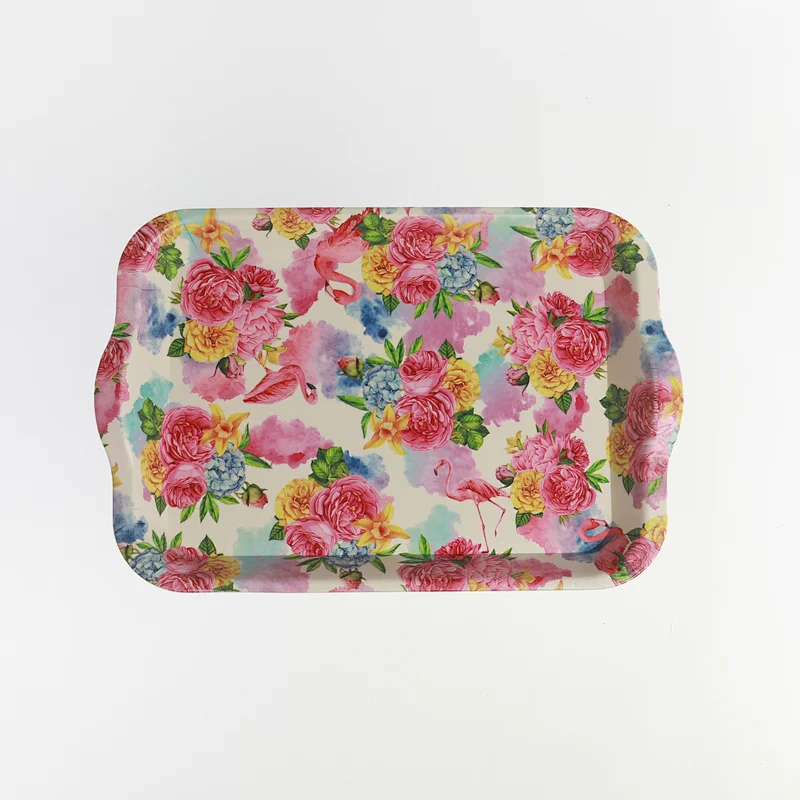 Decorative rectangular plastic serving tray promotion gift service style plastic tray,beautiful plastic tray