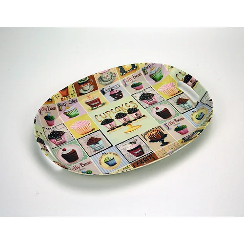 Wholesale plastic oval serving tray,with  handles plastic tray,large size plastic serving tray