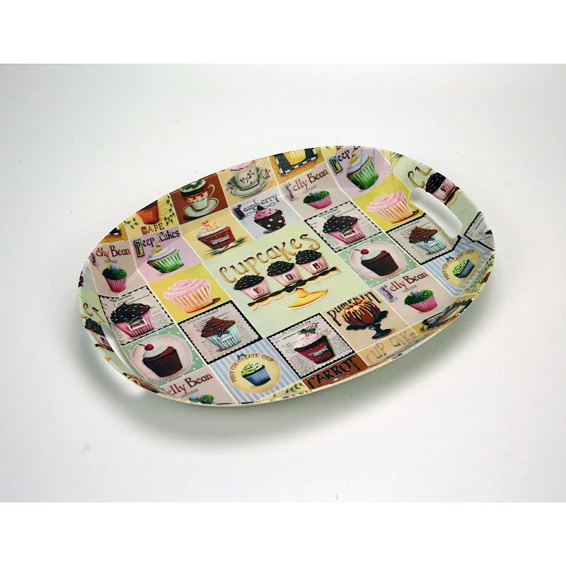 Wholesale plastic oval serving tray,with handles plastic tray,large size plastic serving tray