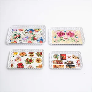 Hollow out and rectangular plastic tray printed food grade tray coffee series plastic trays