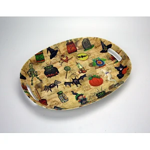 Wholesale plastic oval serving tray,with  handles plastic tray,large size plastic serving tray