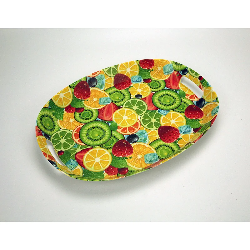 Wholesale plastic oval serving tray,with  handles plastic tray,large size plastic serving tray
