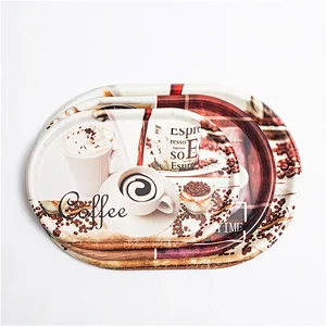 Oval shape  Customized Printed plastic hotel coffee trays