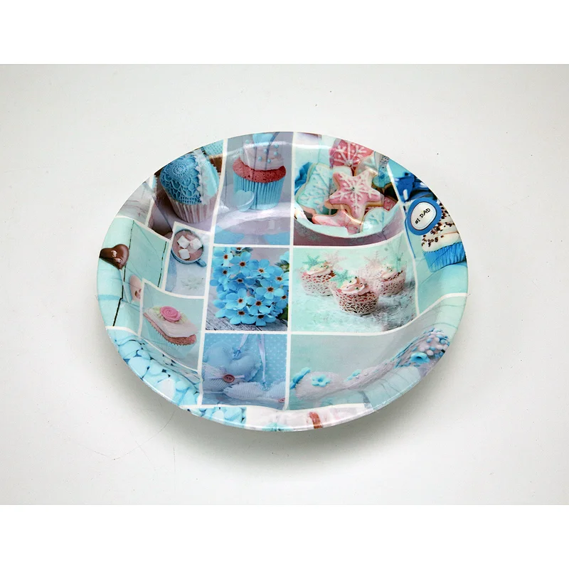 Christmas decorative plastic serving tray,wholesale food round plastic sarving tray western design plastic tray