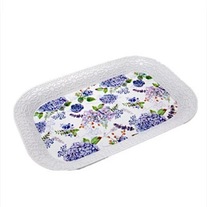 Hot sale rectangular plastic serving tray,full printing plastic tray ,Promotional holiday plate