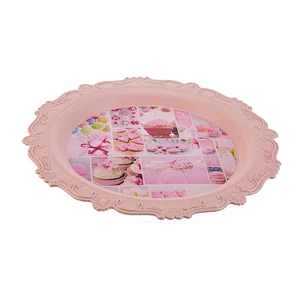 Round anti-slip vintage  pp food grade serving tray  custom rolling tray from  China famous supplier