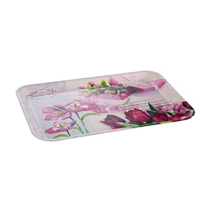High Quality Wholesale Custom flower design rectangle shape plastic serving tray