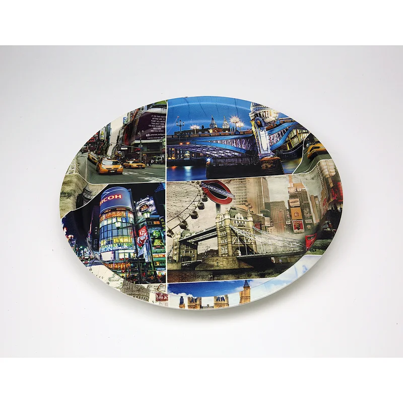 promotion Large plastic printed round tray round serving tray colored food  plastic food tray
