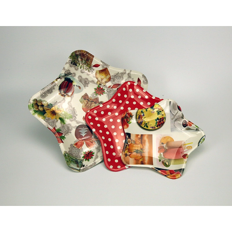 Hot sale gift serving tray clear star shape PP plastic tray printed  plastic serving tray