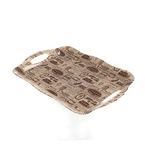 Flat rectangular serving plastic tray large  plastic coffee tray custom printed shallow melamine tray
