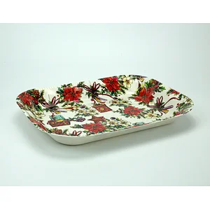 Rectangular bottom printed beautiful flowers and tea afternoon tray