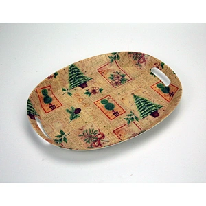 Deep well and high quality oval plastic tray promotion gift tray   full print with a handle plastic tray