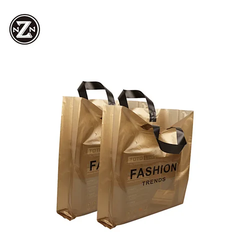 guangzhou manufacturer supplies pe plastic  soft  loop handle carrier shopping bags with custom printed logo designs