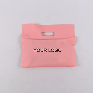 Tear proof polythene custom logo printed pink envelope mailer courier plastic packaging bags with handle