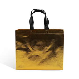 eco friendly custom laminated gold pp non woven fabric carriers shopping bags for gift
