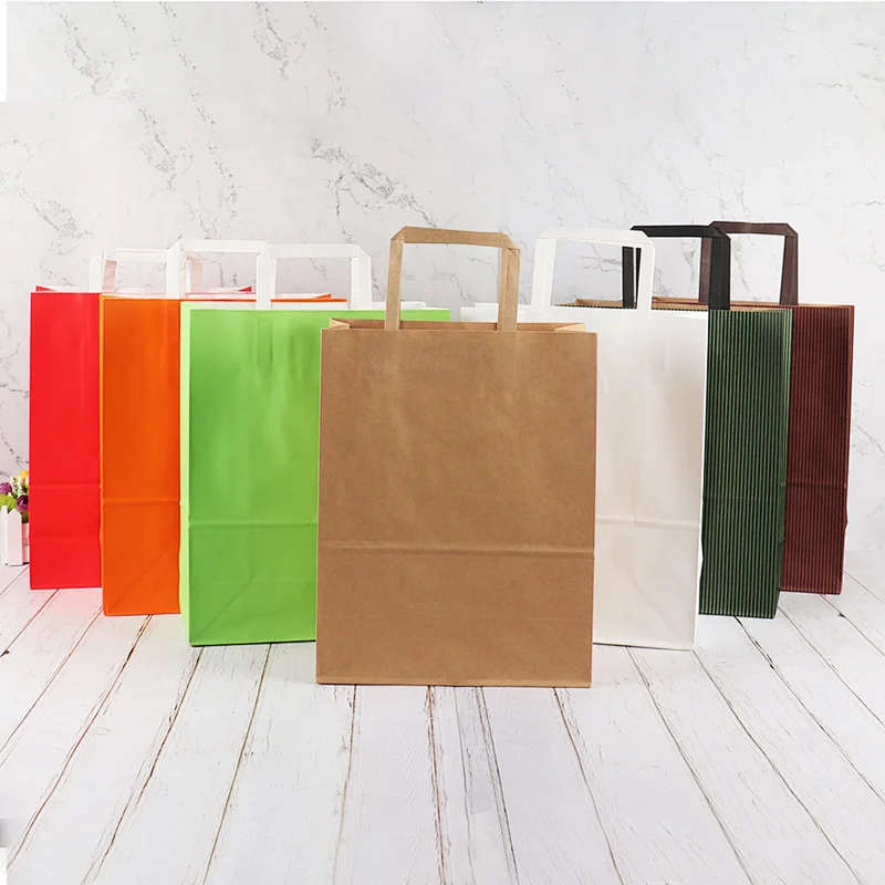 amazon hot sale recyclable flat handle kraft paper bag with logo