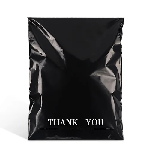 custom printed logo thank you black poly mailer envelope courier shipping plastic package bag for webshop