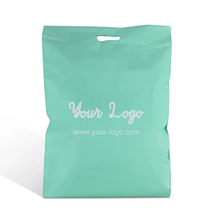 Boutique hot sale custom printed green poly mailers courier mailing plastic packaging shipping bag with handle