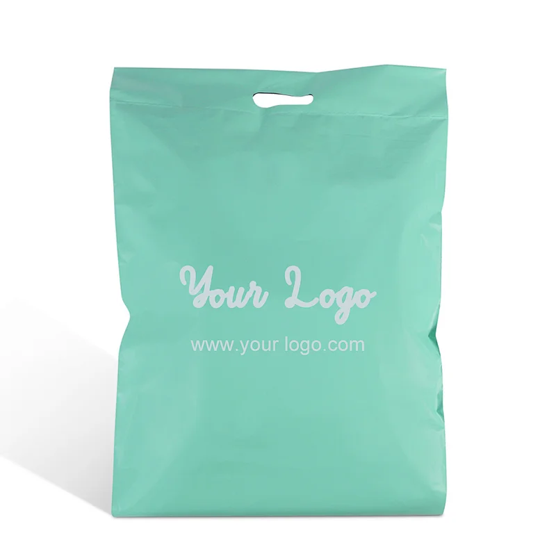 Boutique hot sale custom printed green poly mailers courier mailing plastic packaging shipping bag with handle