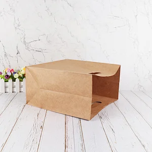 100% recyclable brown brand die cut kraft paper shopping packaging bag for takeaway food