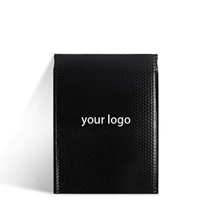custom print logo matte black mail bubble courier envelope shipping padded plastic packing bag for garment