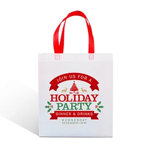ultrasonic eco friendly reusable fine white pp tnt non woven carry shopping gift bag for Christmas