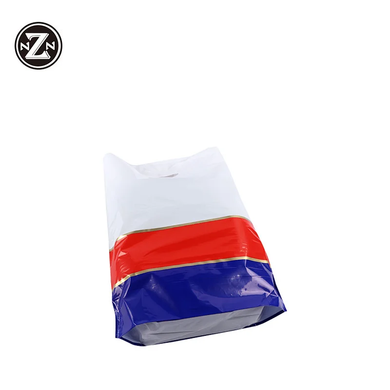 custom printed hdpe ldpe patch handle  die cut handle shopping carrier plastic packaging bag