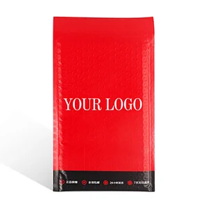Custom logo design matt red poly bubble mailer padded envelopes plastic packaging bag for transport