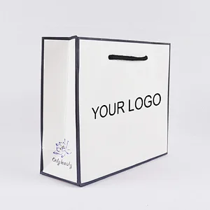 China supplier made Luxury Gift Jewelry white cardboard paper packaging bags with custom logo design