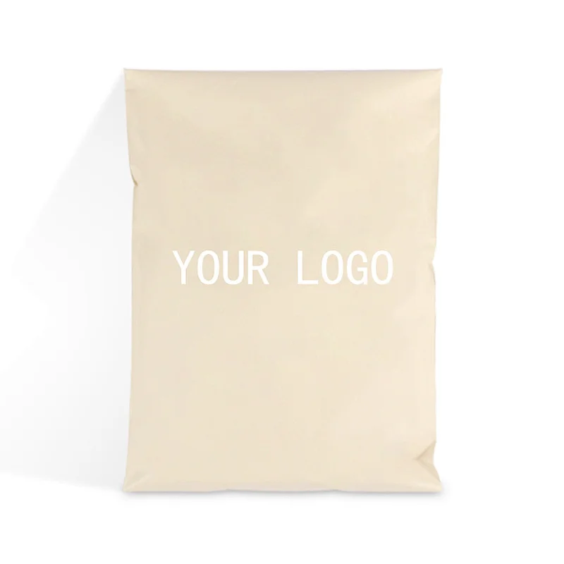 custom logo beige compostable cornstarch mailer courier packaging shipping bags for delivery