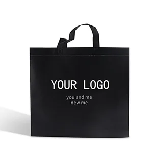 custom printed logo reusable black pp nonwoven tote carried  fashion gift plastic packaging bag for shopping