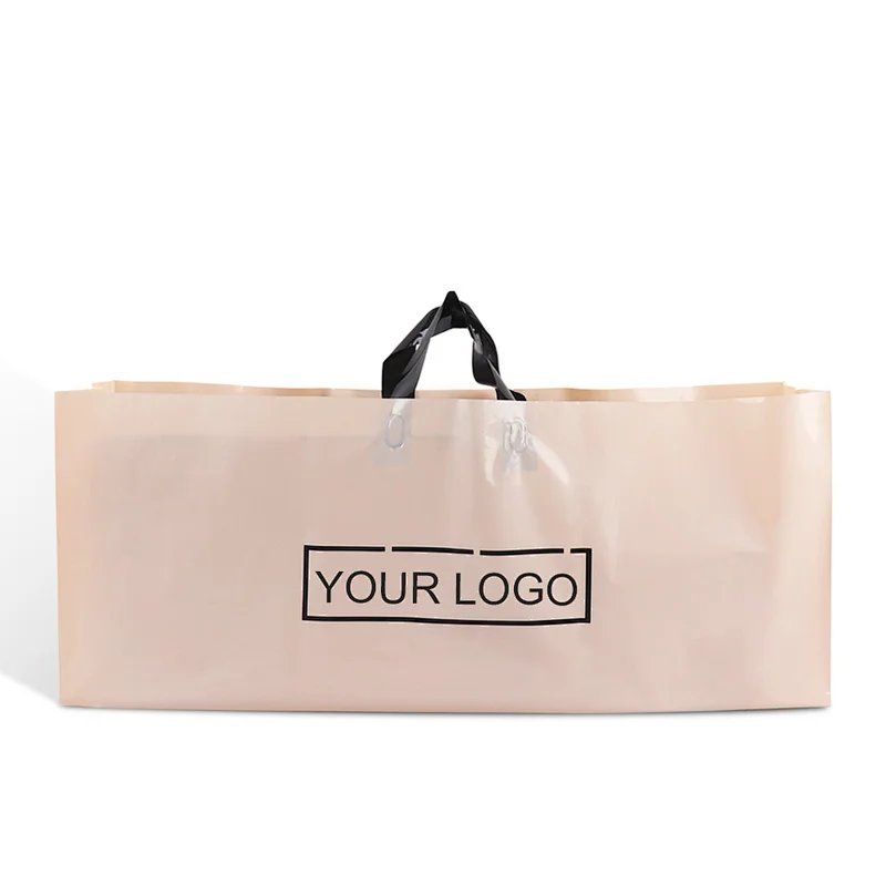 custom printed logo designs pink pe plastic soft  loop handle carrier shopping bags for shopping